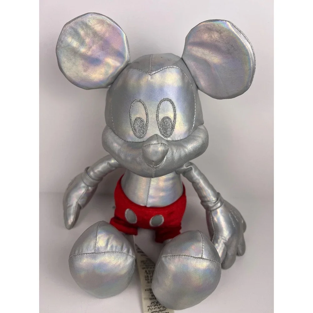 Disney 100th Anniversary Mickey Mouse‎ Plush Toy Silver Red Shorts Holographic